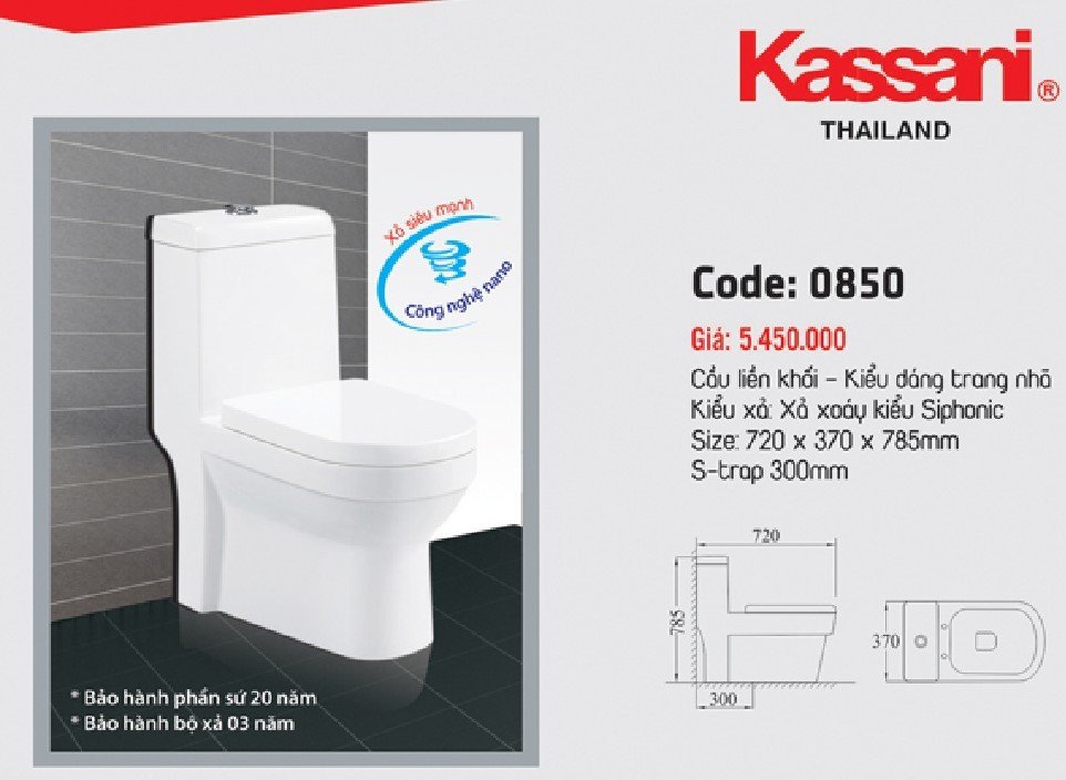 Bồn cầu liền khối Kassani 0850